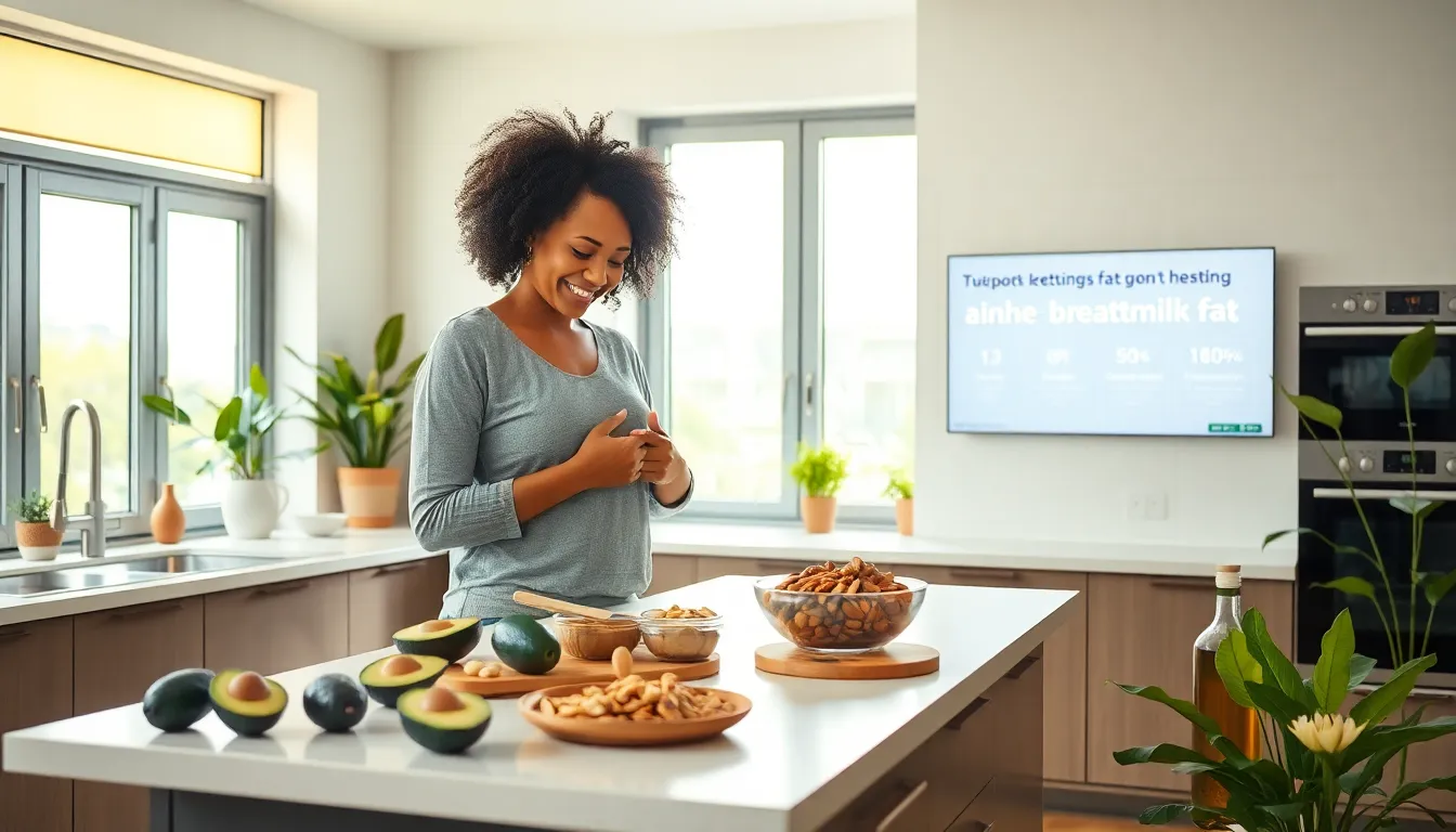 mother preparing nutritious meals to enhance breastmilk fat content.